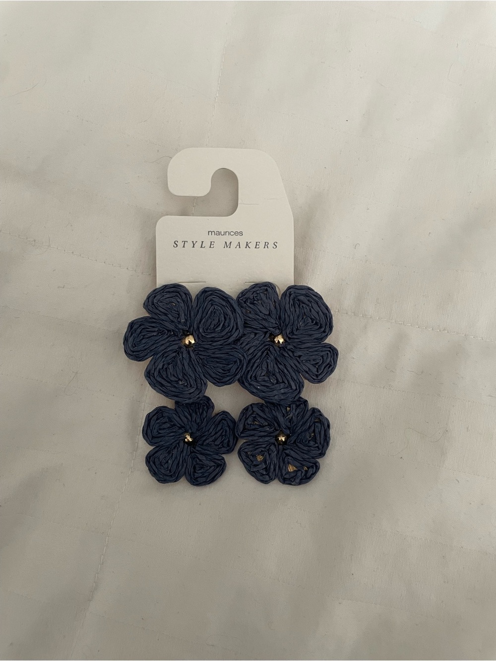 Maurices Gold and Navy Floral Drop Earrings